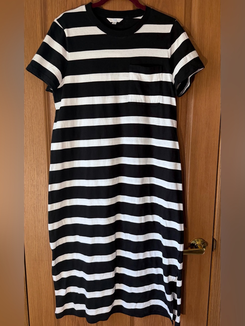 Time and Tru Black and White Striped Tee Dress